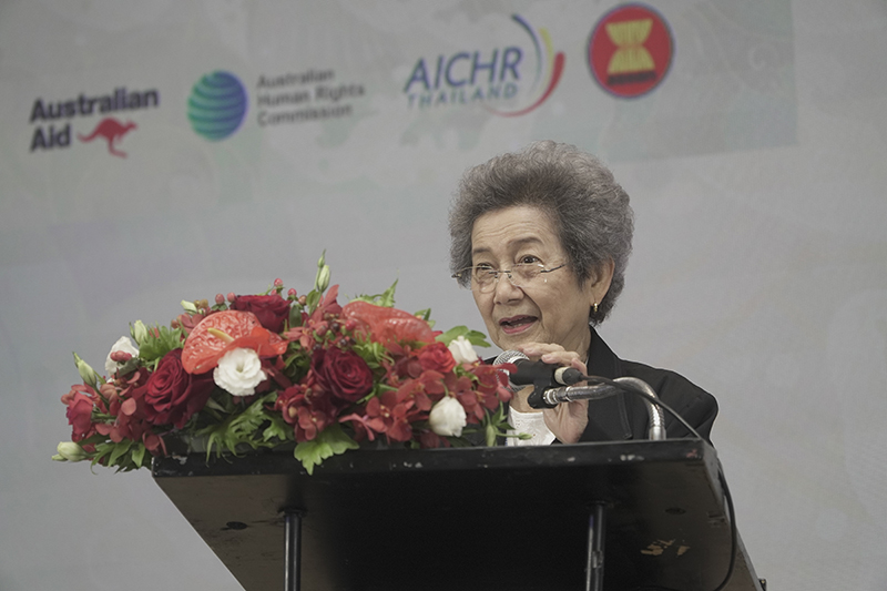 Prof. Dr. Amara Pongsapich, the representative of Thailand to the AICHR  delivered the welcome remarks at the opening session.