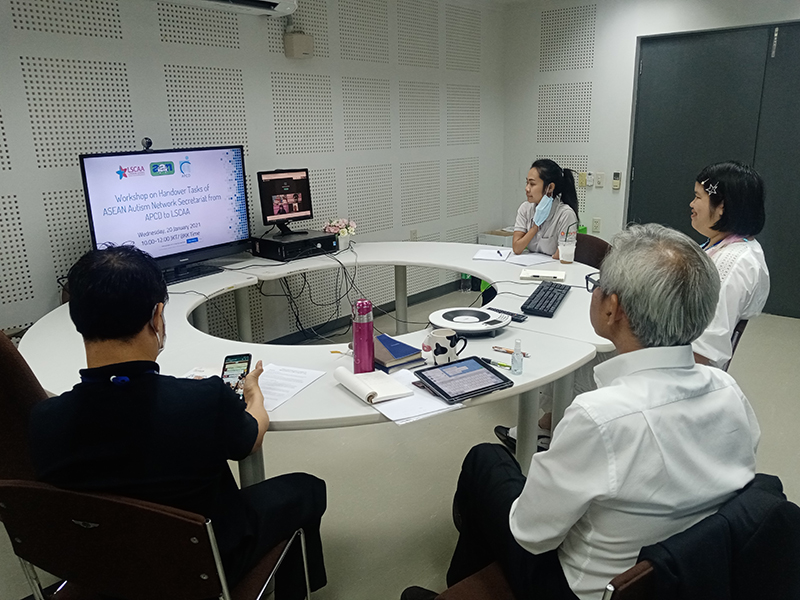 APCD conducted a Workshop on Handover Tasks of ASEAN Autism Network Secretariat from APCD to London School Centre for Autism Awareness (LSCAA) on 20 January 2021