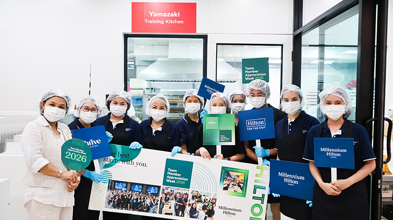 Picture 1: Group photo of team members from Millennium Hilton Bangkok and Ms. Wilailekha Somprach (first person on the left), Manager of 60+ Plus.