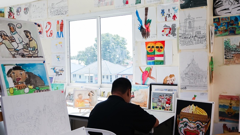 Picture 3: Service user paints picture