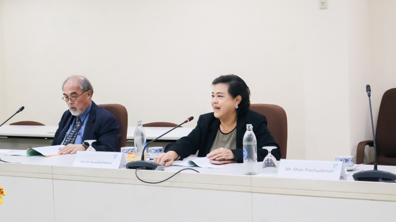 Asst. Prof. Dr. Prachuab Vanitchatchavan (left) and Prof. Dr. Nantarika Chansue (right) , Members of APCD Foundation Committee Board, give feedback following the presentation by the Disability-Inclusive Business Department.
