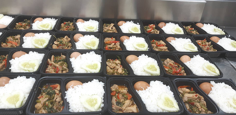 Lunch boxes had been prepared and were ready for delivery.