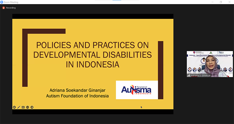3.	Dr. Adriana S. Ginanjar, Vice President & Board Member of the Yayasan Autisma Indonesia and former Chair of the AAN, presented "Policies and Practices Regarding Developmental Disabilities in Indonesia."