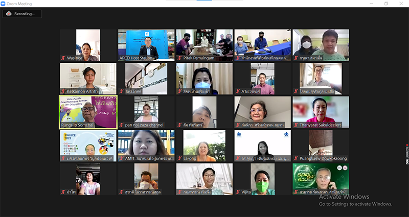 More than 30 participants joined the meeting online consisting of Self-Advocates with Intellectual Disabilities, Parents, Supporters, and relevant stakeholders in various fields.