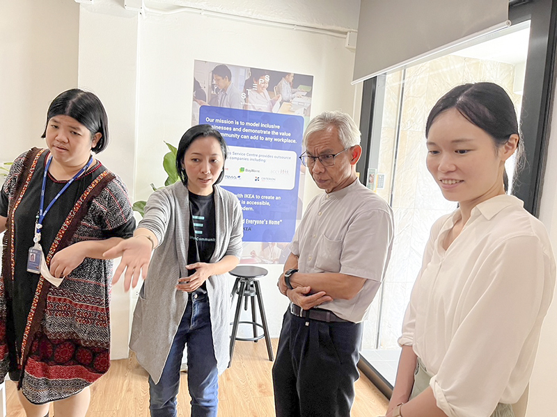 Ms. Apinya Amnuayskul, Director of Partnerships, Steps accompanied APCD Colleagues to the practical working environment for persons with disability.  