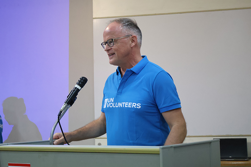 An inspiring welcome speech by Mr. Christian Hainzl, UNV Regional Manager for Asia and the Pacific, who emphasized the highlighted theme of International Volunteer Days.