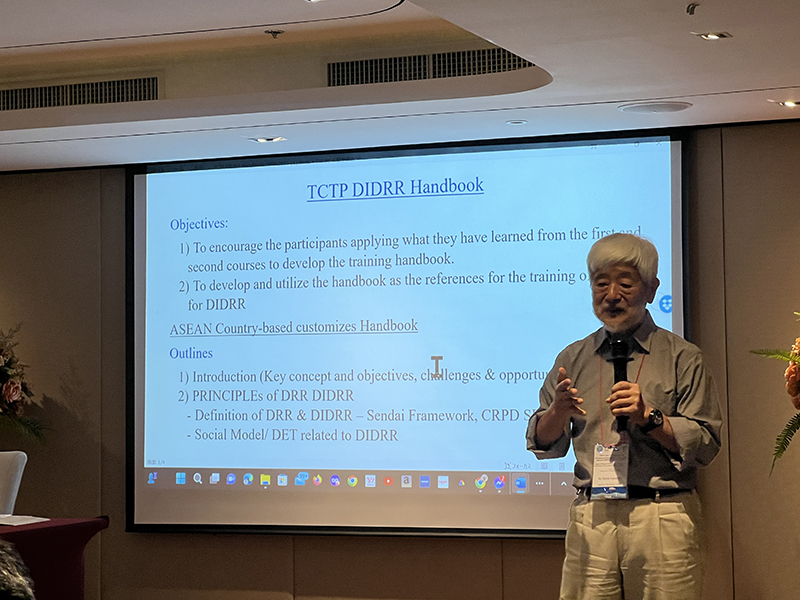 Mr. Hiroshi Kawamura, a Japanese resource person, presented the purpose of developing TCTP DiDRR Handbook.