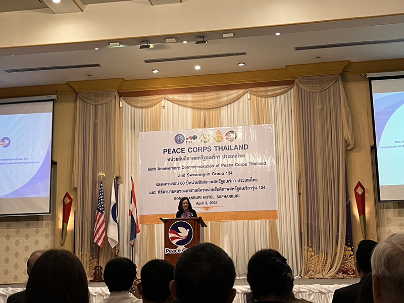 Ms. Carol Spahn, Director of Peace Corps Headquarter, congratulated Peace Corps Thailand on its 60th anniversary and praises its achievements and impact.