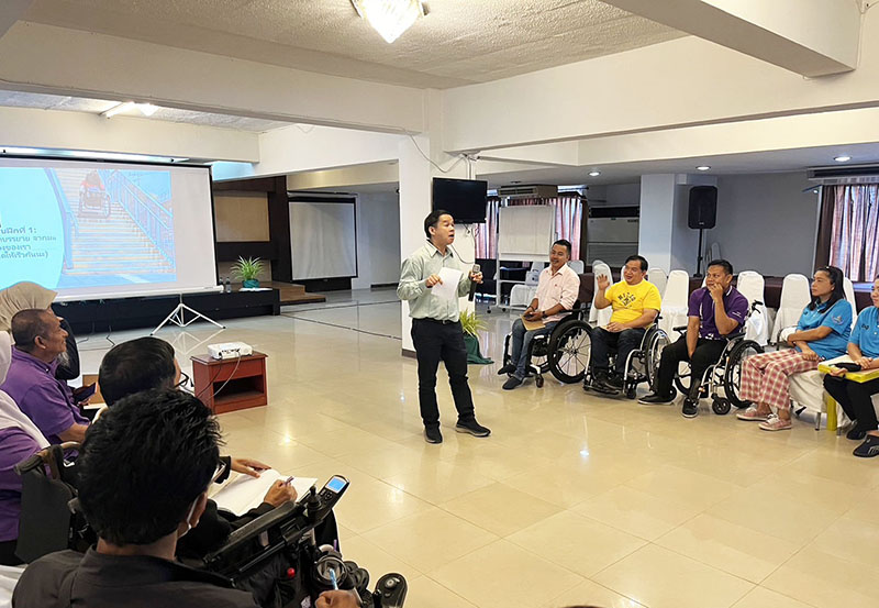 Mr. Watcharapol demonstrated a social model exercise to improve the quality of services and accessibility for persons with disabilities.