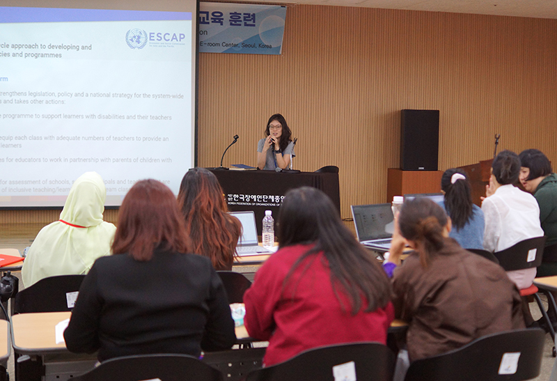 Ms. Min Kyoung Kim, Social Affairs Officer, Social Development Division of ESCAP as Resource Person for the Roles of Disabled People Organizations in implementation of Jakarta Declaration.