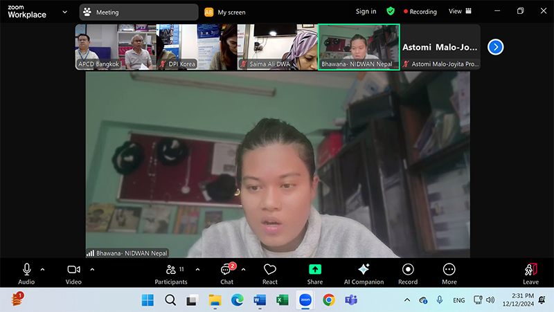 Mr. Somchai Rungsilp, Manager of the Community Development Department at APCD, led the discussion, while Ms. Bhawana Majhi from Sri Lanka appeared on the screen, actively sharing constructive feedback and offering suggestions to improve future trainings.