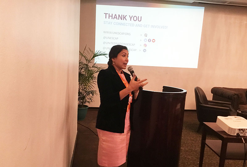 Ms. Madhurima Sarkar-Swaisgood, UN ESCAP shared key infoMs. Madhurima Sarkar-Swaisgood, UN ESCAP shared key information about overview Disaster Risk Reduction in Asia and the Pacific.rmation about overview Disaster Risk Reduction in Asia and the Pacific.