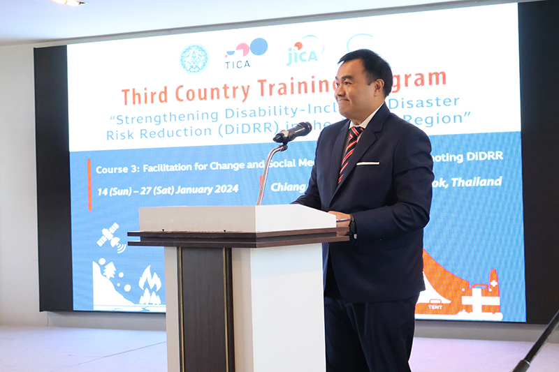 Lieutenant Sorawud Preededilok, Minister attached to the Thailand International Cooperation Agency (TICA), delivered to the participants during the opening ceremony session for the last training course of TCTP.