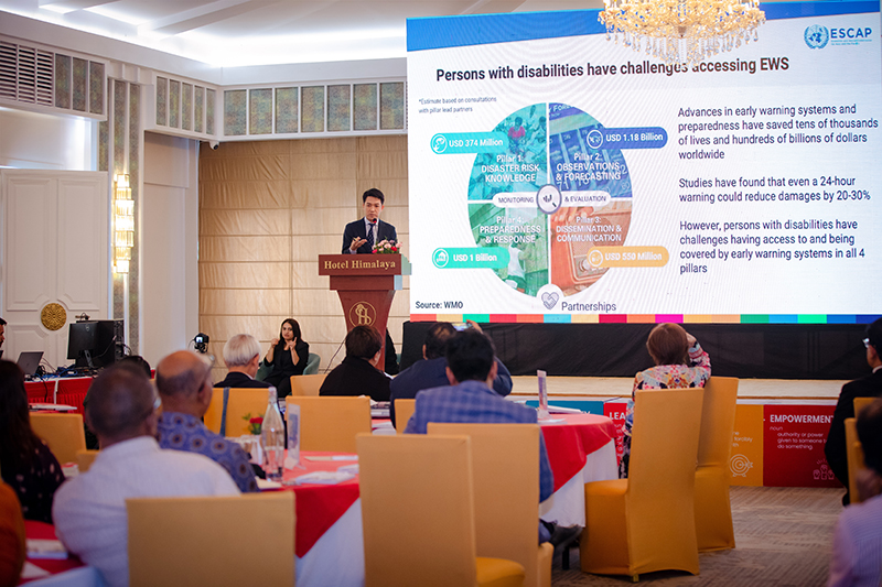 3.	Mr. Daisuke Maruichi, UN ESCAP shared information about Overview of Disaster Risk Reduction (DRR) in Asia and Pacific and Nepal at the beginning of the launching event.