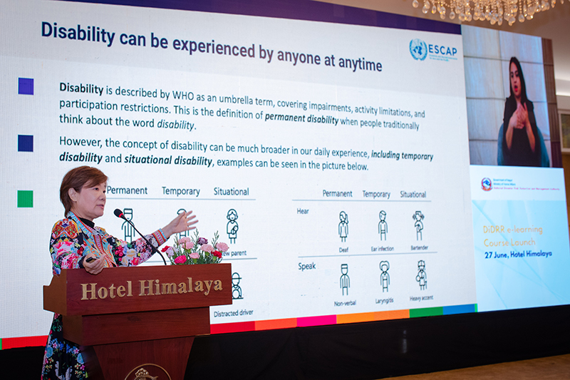 4.	Ms. Aiko Akiyama, UN ESCAP talked about Overview of Persons with Disabilities in Asia and Pacific in the event.