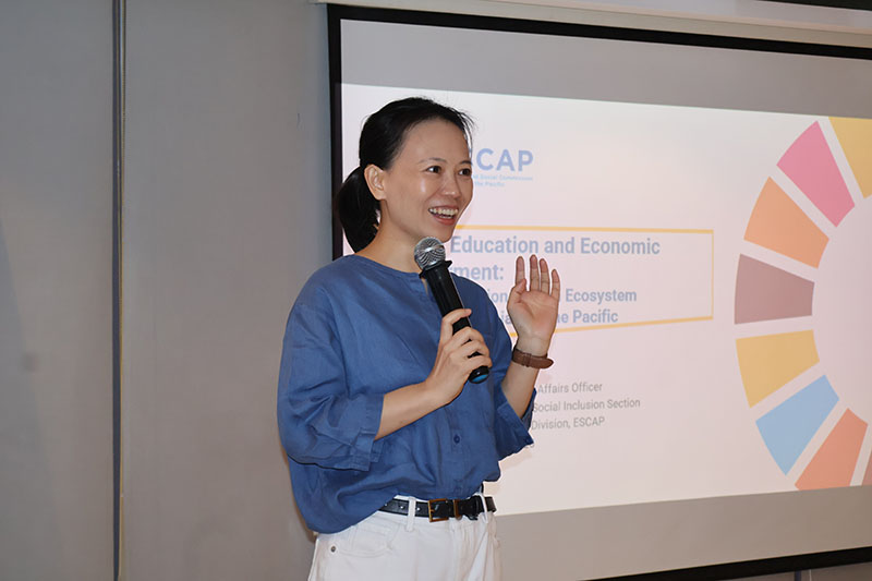 Ms. Tingting Chen, Social Affairs Officer, Social Development Department, United Nations Economic and Social Commission for Asia and the Pacific (ESCAP), presented the Bridging Education and Economic Empowerment: Insights from the Jakarta Declaration and Regional Strategies on 17 November.