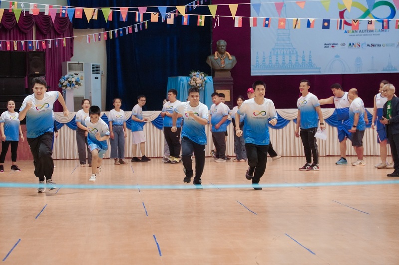 : The athletes with autism represented Cambodia, Indonesia, Lao PDR, Malaysia, Philippines, Thailand and Vietnam competed the inclusive sport games, included Mr. Chayoot Homdee, staff with Autism from APCD. 