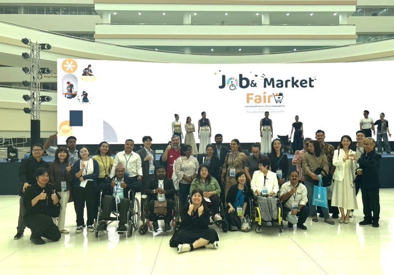A group picture which participants visited a DEP job fair for persons with disabilities. DEP, MSDHS and APCD staff guided the tour, and participants discussed workability and inclusive design with exhibitors.