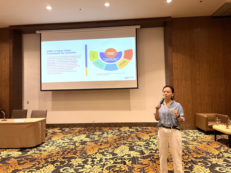 Picture 7: Ms. Tingting Chen of UNESCAP shared regional trends, policy developments, and good practices in disability-inclusive employment and business.