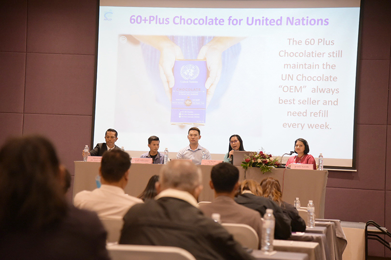 Discussion of a case study of how chocolate brand is produced by persons with disabilities at 60+ Plus Project Original Equipment Manufacturer (OEM), requested by UNESCAP.