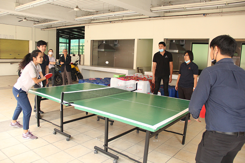 Demonstration on playing an inclusive table tennis game was facilitated by Ms. Siriporn Praserdchat, Logistics Officer.