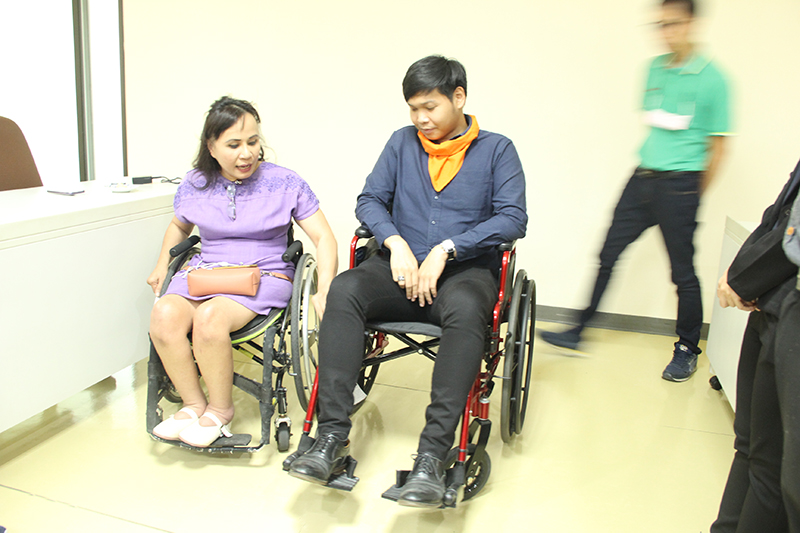 Session on introduction of wheelchairs and how to assist wheelchair users in appropriate ways was conducted by Ms. Nongnuch Maytarjittipun, Executive Secretary to the Executive Director.