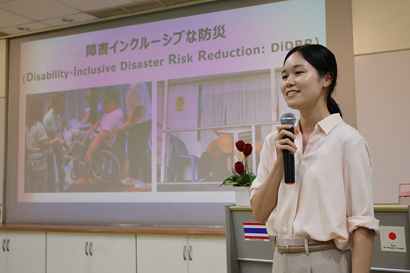 Ms. Hiroko Itako, the Japan Overseas Cooperation Volunteers (JOCV) on Disability Inclusive Disaster Risk Reduction (DiDRR) assigned to APCD, shared her enriching experiences.