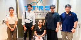 Picture 1: Group photo starting from the left Ms. Isabella Gacono; Mr. Krittapol Chamrasromran; Ms. Nongnuch Maytarjittipun (seated in wheelchair); Mr. Thanawat Deesawat; and Mr. Pavarut Rungarunsunthon, Public Relations Officer.