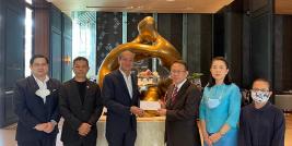 Mr. Piroon Laismit, the APCD Executive Director, on behalf of APCD received Hyatt Community Grant Fund from Mr. Sammy Carolus, General Manager of the Hyatt Regency Bangkok Sukhumvit Hotel