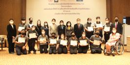 7 September 2022, Congratulations to trainees with disabilities who graduated in the internship program of APCD 60+ Plus Vocational skills training in the Hospitality business project at the Centra by Centara Hotel Chaeng Watthana of the year 2022.