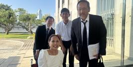 Photo 1: The group photo of Mr. OTAKA Masato, Mr. SUZUKI Akiyoshi, Mr. Toru Kageyama, and Ms. Nongnuch Maytarjittipun