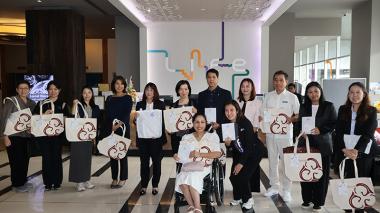 Picture 1: Group Photo starting from second person from the left Ms. Ikeuchi Ami – JOCV; Ms. Ichigi Akari - Representative; Ms. Sato Hiromi - Representative; Ms. Siriwan Wangthamrong; Ms. Komahashi Rie - Senior Representative;Ms. Nongnuch Maytarjittipun (seated in a wheelchair);Mr. Thaschai Phattanagosai, Ph.D.; Ms. Kanchana Ruangsiriwichayakul; Mr. Asdang Sukwises; Ms. Wilailekha Somprach; and Ms. Nuntaporn Sittidetboripat - Project Officers.