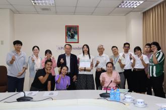 Group photo of APCD staff and intern students taken together after the session to commemorate the internship experience and congratulate Ms. Jasmine Koch on her internship completion.