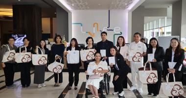 Picture 1: Group Photo starting from second person from the left Ms. Ikeuchi Ami – JOCV; Ms. Ichigi Akari - Representative; Ms. Sato Hiromi - Representative; Ms. Siriwan Wangthamrong; Ms. Komahashi Rie - Senior Representative;Ms. Nongnuch Maytarjittipun (seated in a wheelchair);Mr. Thaschai Phattanagosai, Ph.D.; Ms. Kanchana Ruangsiriwichayakul; Mr. Asdang Sukwises; Ms. Wilailekha Somprach; and Ms. Nuntaporn Sittidetboripat - Project Officers.